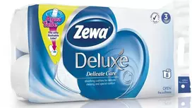 ZEWA Toilet paper, 3-ply, 8 rolls, "Deluxe", baltas