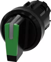 Siemens Jungiklis 22mm, apvalus, juodas/žalias plastikinis. rašiklis 3 poz. I-0-II be savaiminio grąžinimo 3SU1002-2BL40-0AA0