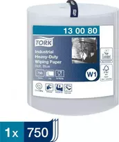 Pramoninis popierius Tork Industrial Heavy-Duty W1, 130080, 3 sluoksniai, mėlynos spalvos, 255m