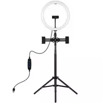 Puluz LED žiedinė lempa 30cm, su trikoju stovu iki 165cm ir 3 telefono laikikliais, USB