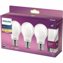 Philips, pakuotėje 3 E27 LED 60W lemputės, šiltai balta