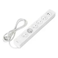 Orno Listwa Apsauginė juostelė nuo viršįtampių su 5 „EasyEject“ tipo 2P+Z lizdais, 1,5 m laidu (3x1,5 mm²), su apšviestu jungikliu ir 2 greitais USB A+C įkrovikliais