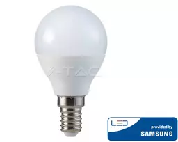 5.5W LED lemputė V-TAC, P45, E14, termoplastikas, 3000K (šiltai balta), SAMSUNG LED chip