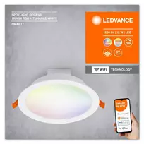 Ledvance 12W LED įleidžiamas šviestuvas, baltas, 2700…6500K, išmanus+WiFi valdymas