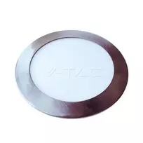 24W LED įmontuojama panelė V-TAC Slim, satino / nikelio spalvos, apvali, 3000K (šiltai balta)