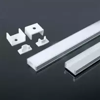 Sieninis šviestuvas LED paviršinis profilis V-TAC, su dangteliu ir užbaigimais, baltas, 2000x17.4x7mm