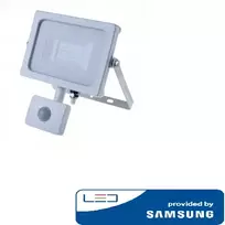 20W LED prožektorius, 3000K, su judesio davikliu, baltu korpusu, SAMSUNG LED chip