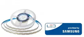15W LED juosta V-TAC, 24V, 2835, 6500K(šaltai balta), IP20, SAMSUNG LED chip, 10 metrų ritė
