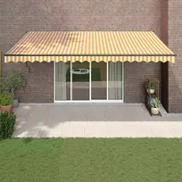 Ištraukiama markizė, geltona/balta, 5x3m, audinys ir aliuminis