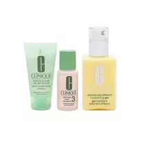 „Graiki oda“ – pradėkite čia. 3 žingsnių rinkinys „Clinique“: „Dramatically Different“ losjonas + drėkinamasis dieninis ir naktinis veido losjonas be kvapiklių, 125 ml + „Clinique“ valomasis skystas muilas veidui, 30 ml + „Gaivinantis 2“ valomasis veido losjonas, 30 ml
