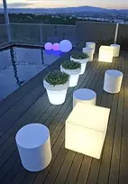 New Garden 7W LED pastatomas lauko šviestuvas - stalas CUBY 32, E27, A60, baltas, 6000/6500K, IP65, parduodamas su lempute