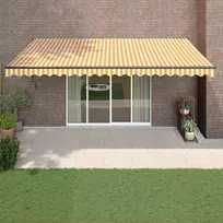 Automatinė ištraukiama markizė, geltona ir balta, 5x3m