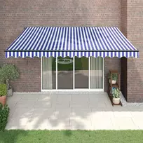 Automatinė ištraukiama markizė, mėlyna ir balta, 4,5x3m