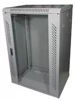LEXI-Net 19" sieninė spinta 18U 600x600, keliamoji galia 60 kg, stiklinės durys, virintos, pilkos spalvos