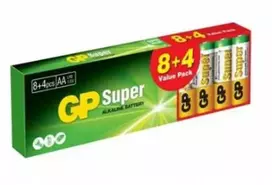 Gp Batteries Šarminės baterijos GP Super Alkaline AA 8+4 vnt.