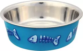 TRIXIE gyvūnų augintinių dubenėlis, nerūdijančio plieno, dengtas plastiku, su žuvies aplikacija, 0,25 l/ø 12 cm