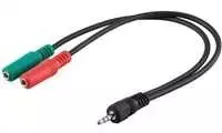 PREMIUMCORD adapterio lizdas 3,5 mm 4 kontaktų - 2 x stereo lizdas 3,5 mm, sumažinimas (M/2xF, 4 polių)