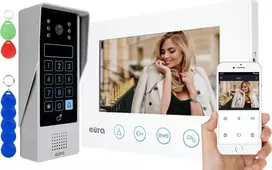 VIDEO DOORPHONE EURA VDP-90A3 DELTA + baltas TUYA monitorius