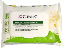 Cleanic drėgnas tualetinis popierius su ramunėlių ekstraktu, 40 vnt.