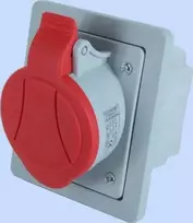 Elektromet Kampinis įleidžiamas kištukinis lizdas su rėmeliu, raudonas GSP-32/5 5P 32A 400V (921855)