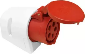 PCE Fiksuotas lizdas 16A 5P 400V raudonas IP44 mažas korpusas (115-6k)