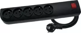 Galios juosta Elgotech PSF3 viršįtampio 5 lizdai 1,5 m juodos (PSF3-501-2)