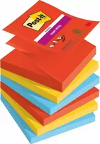 „Post-It 3M Post-it® Super Sticky Z-Notes“, žaismingos, 76 x 76 mm, 6 x 90 kortelės.