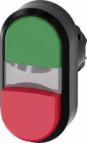 Siemens Dvigubas mygtukas 22 mm apvalus plastikinis žalias raudonas plokšti / aukšti mygtukai 3SU1000-3BB42-0AA0