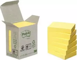 3M Lipnūs lapeliai Post-it, 38x51mm, ekologiški, 6x100 lapelių, gelsvos spalvos