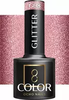 Activeshop Hibridinis nagų lakas Ocho Nails Color Glitter, G08 rožinis, 5 g