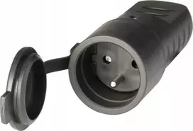 Scame Nešiojamas guminis lizdas 110.3150 su atvartu 16A 2P+E 230V IP44 9713 juoda