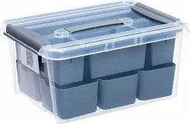 Plastikinė dėžė su dangčiu ir skyreliais Pro Box Plast Team 14L permatoma