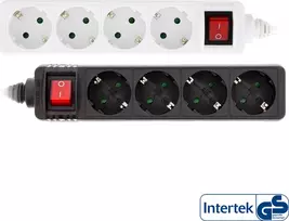Galios juosta InLine ® F tipo maitinimo linija vokiškai 4 prievadas su jungikliu + vaikų saugos užraktas balta 3m