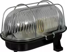 Pawbol Kanalo šviestuvas OWAL 60W E27 su metaliniu tinkleliu IP44 juodas D.3166C