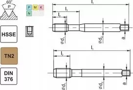 Fanar Sriegiklis UNC 1/2-13 DIN-376C R40 (2B) HSSE TIN 800X