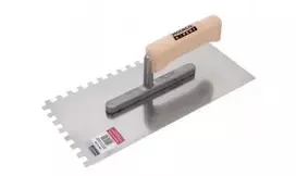 Modeco Nerūdijančio plieno dantyta mentele medinė rankena 280x130x6mm - MN-73-406