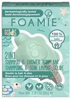 Kietasis prausiklis vaikams Foamie Kids 2 in 1 Shower Body Bar For Kids Turtelly Cool, tinka odai ir plaukams
