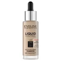 Eveline Cosmetics Liquid Control HD matinis veido pagrindas su niacinamidu 035 Natural rusvai gelsvas 32ml