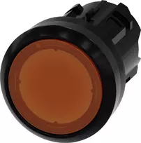 Siemens Apšviestas mygtukas 22 mm apvalus plastikinis gintaro spalvos plokščias su spyruokliniu grąžinimu 3SU1001-0AB00-0AA0