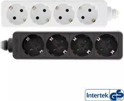 InLine ® F tipo maitinimo linija vokiškai 4 prievadas + Vaikų sauga Blokuoti juodą 3m