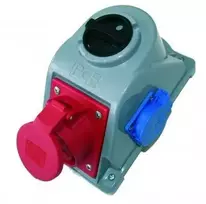 PCE lizdas su "COMBO- POL" jungikliu IP44 32A 400V 3P + Z + N lizdai 2x230V IP44 (960625421W)