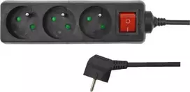 AW-Tools AWTOOLS JUODA HOME ilgintuvas 4 lizdai 3,0 m su įžeminimu, jungikliu