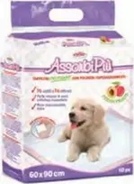 Record AssorbiPiu Fresh Fruits šuniukų paklotėliai 60x90cm – Absorbuojančios dresavimo paklotėlės su vaisių kvapu ir tvirtinimo lipdukais, 10 vnt. pakuotė