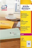Skaidrios lipnios etiketės Avery Zweckform, A4, 45,7x25,4mm, 40 etikečių lape, 25 lapai
