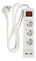 Deltaco 3 lizdų ilgiklis Nordic Quality 2xUSB-A (3x1,5mm²), 1.5m / 222997