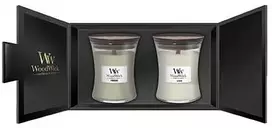 WoodWick Aromatinių žvakių rinkinys (Fireside, Linen), 2 x 275 g