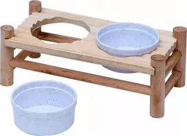 Trixie Stovas su dubenimis graužikams ir triušiams, medinis/plastikas, 24x10x8,5cm/2x150ml