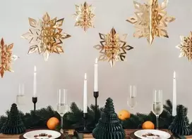 PartyDeco Pakabinamos dekoracijos Auksinės snaigės, 6vnt