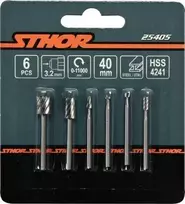 STHOR HSS frezos šlifuokliams, mini kotas, 3,2 mm, 6 vnt.