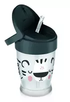 LOVI puodelis su šiaudeliu JUNIOR Salt&Pepper, 250 ml, 35/356